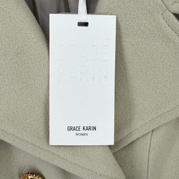 Grace Karin Notch Lapel Double Breasted Trench Coat Size Small Beige - Picture 5 of 8